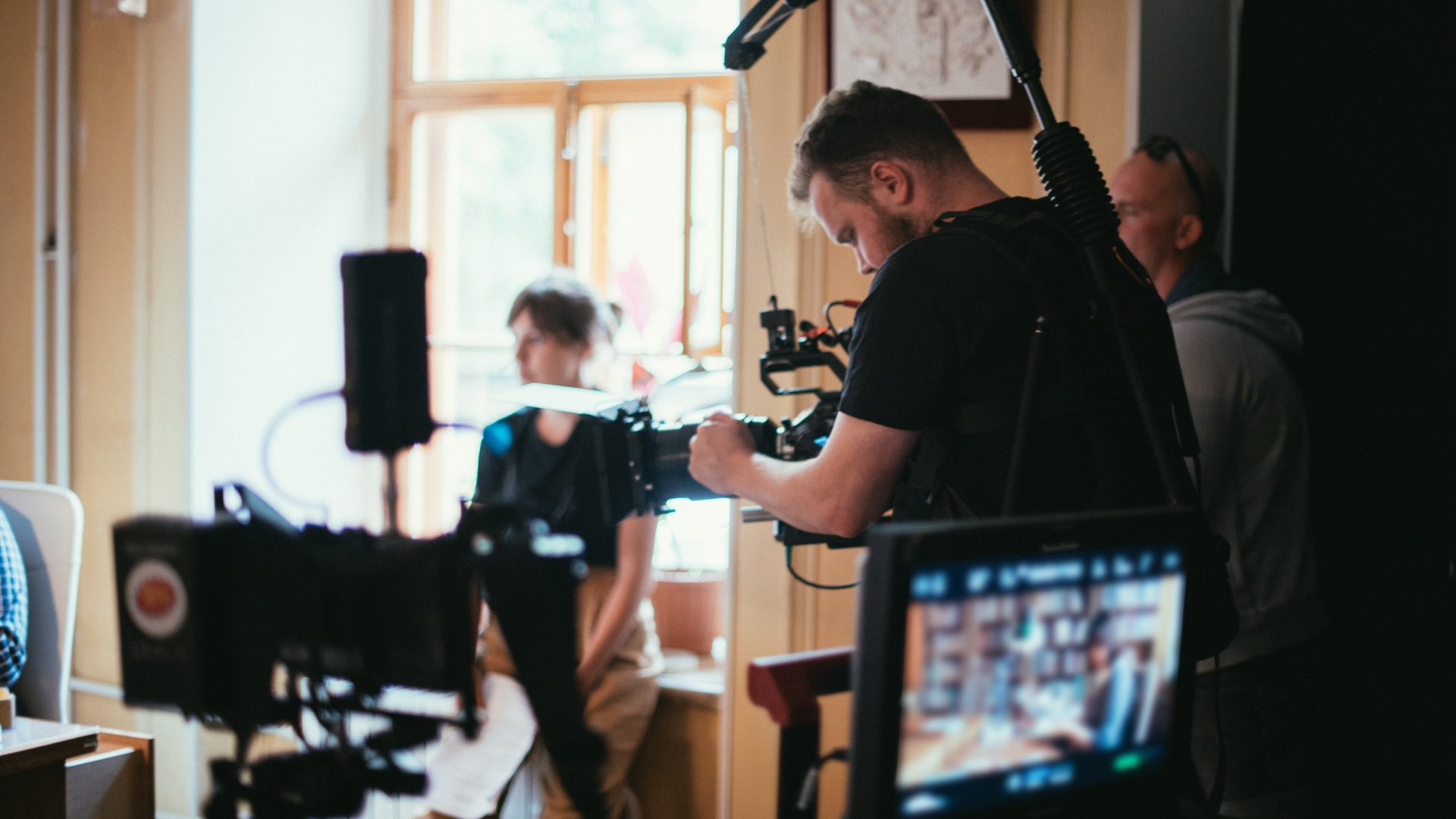 corporate video North East interview filming setup